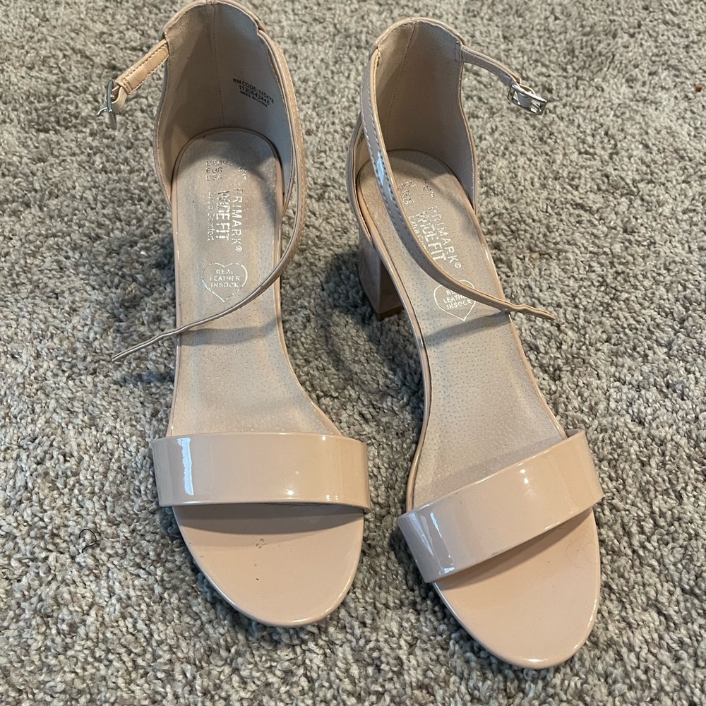 Strappy nude heels, barely worn. Size 9W